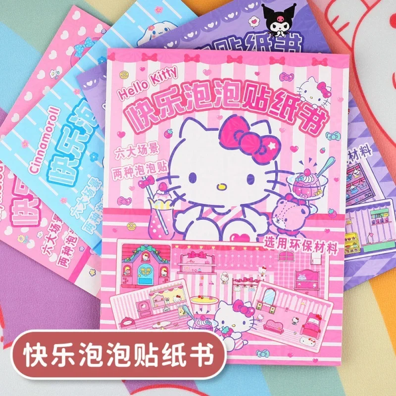 Kawaii Sanrio Hello Kitty Culomi Cinnamoroll Sticker Book Melody Handmade Kids DIY Toys Quiet Book Girl Birthday Gift