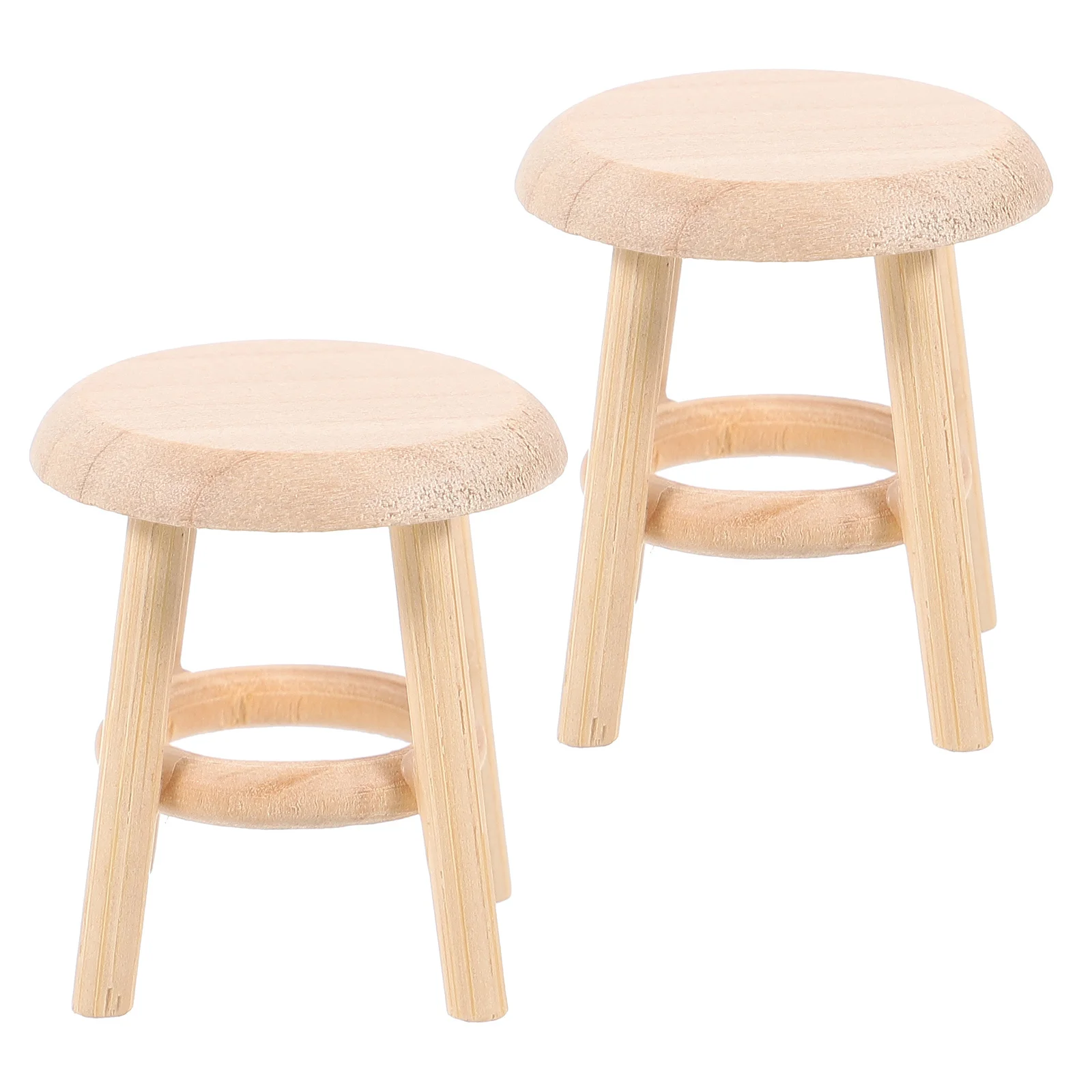 2 قطعة كرسي صغير مصنوع يدويًا من الخشب خفيف الوزن لمجموعة إكسسوارات بيت الدمى كرسي خشبي صغير