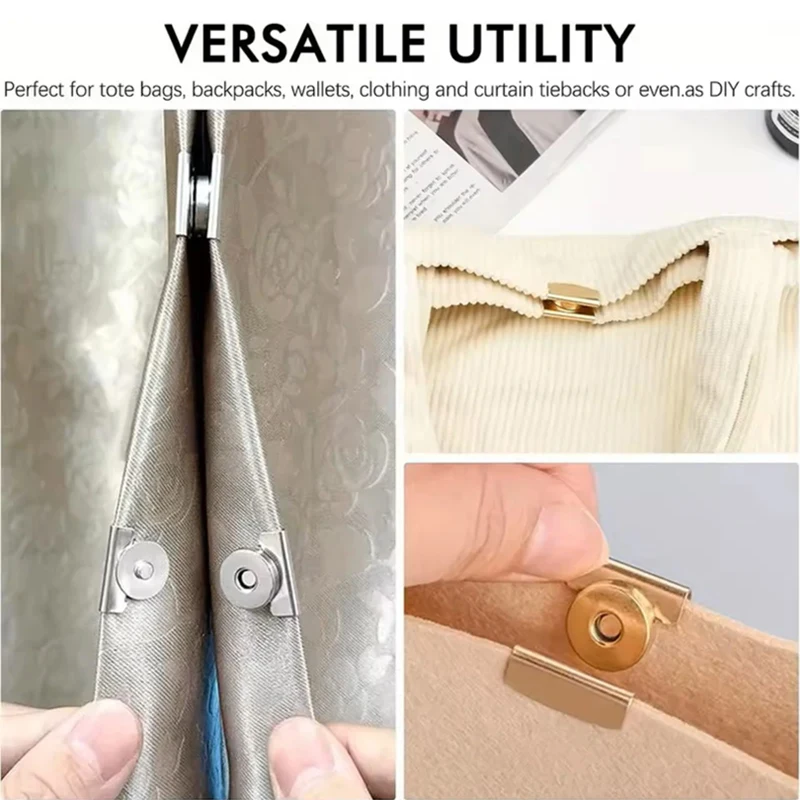 10 أزواج من الزر المغناطيسي غير الملحوم، مشبك مغناطيسي قوي، زر مخفي لحقيبة الكتف، المحفظة، الملابس، إكسسوارات يدوية ذاتية الصنع #3