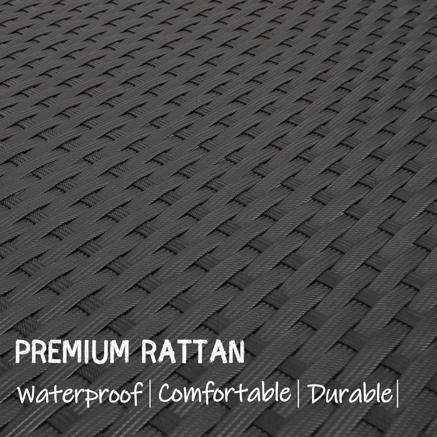 Outdoor Coffee Table Wicker Patio Side Table With Glass Top,19.7In Black