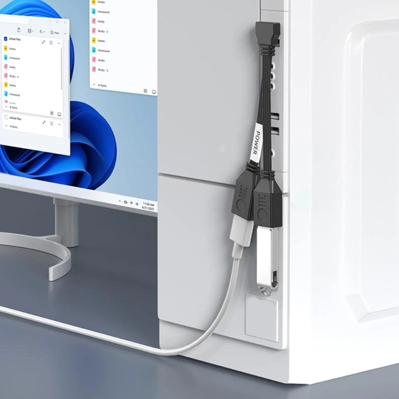 

J0MB USB Splitter Cable with Double Female Port Extension Adapter for Charging and Data Transfer in Small Space