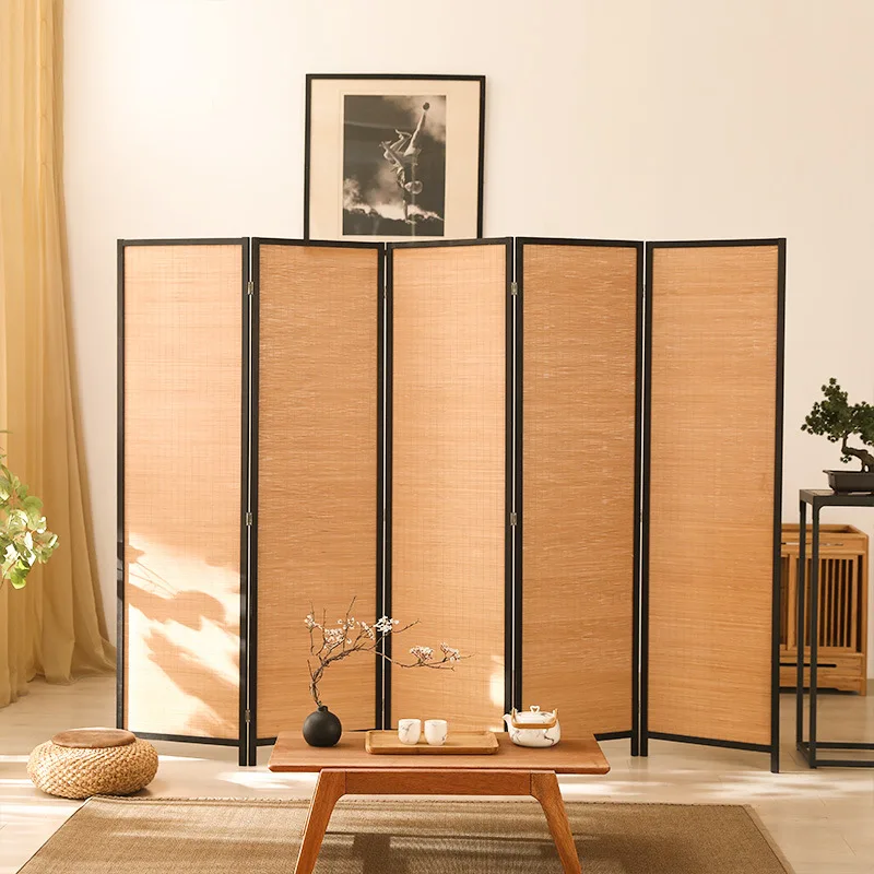 Manufacturers spot supply Chinese bamboo screen partition living room folding mobile solid wood cover modern simple home