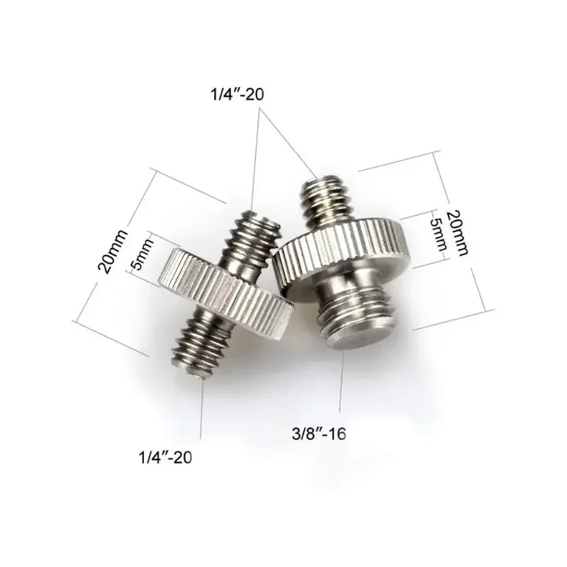 1/4 inch Male to 1/4" 3/8" Male Metal Threaded Screw Adapter Tripod Screw Converter for DSLR Camera Tripod Monopod