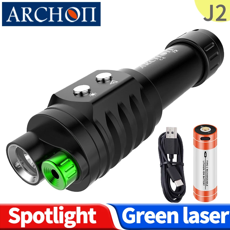 

J2 2in1 Scuba diving flashlight Green beam dive command light Underwater 100m Dive lighting torch Dive instructor indicator lamp