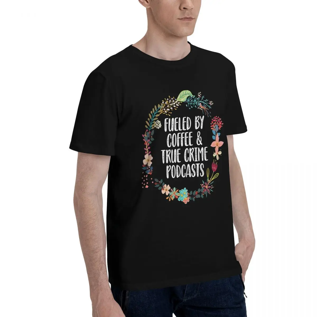 Motion Coffee & Crime Podcasts Floral Art Top tee Title Creative Vintage Leisure Eur Size