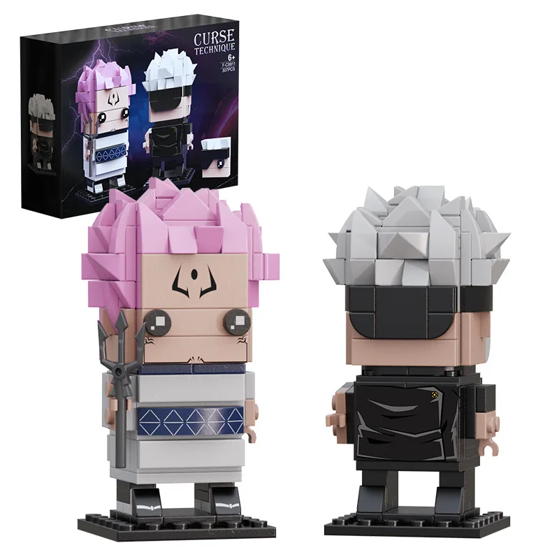 Bricklink Ideas Japan Anime Jujutsued Kaisen Figures Satoru Gojo and Ryomen Sukuna Brickheadz Sets Building Blocks Kid Toys Gift