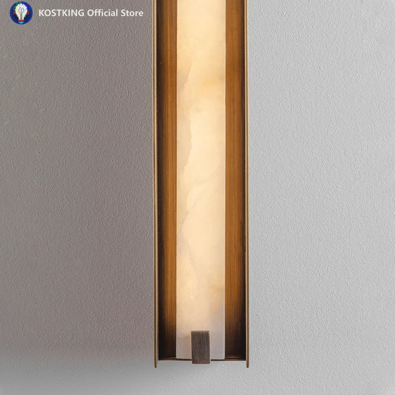 New Chinese Natural Marble Strip Wall Lamp Villa Living Room Balcony Hallway Staircase Modern Simple Bedroom Lighting Fixtures