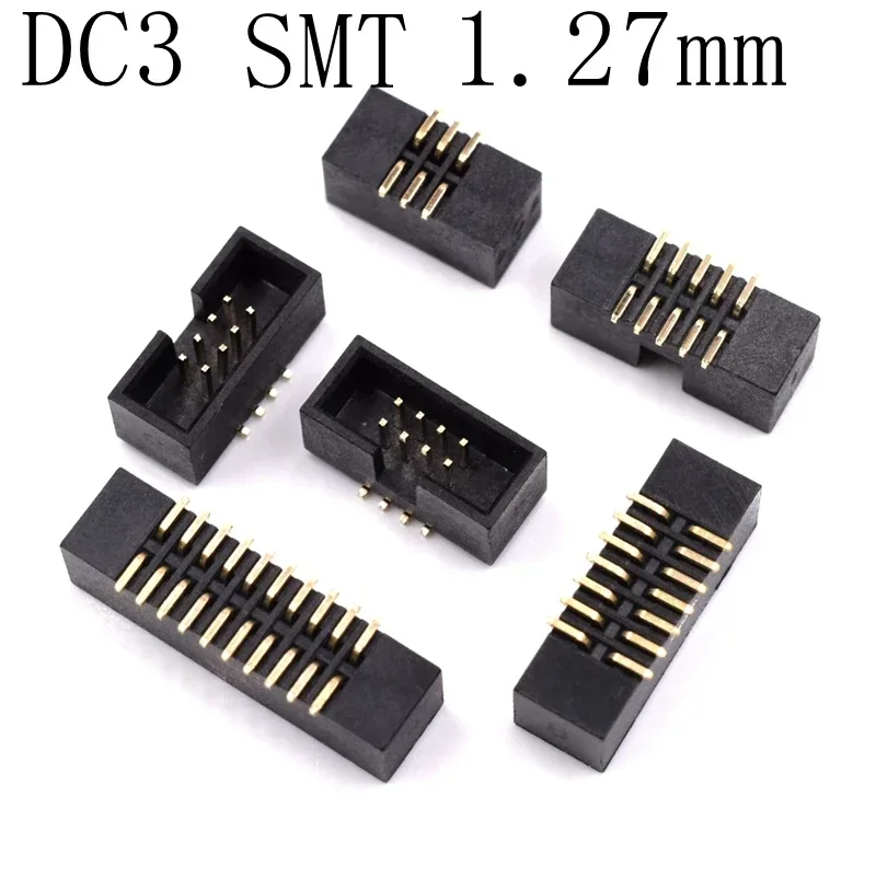 

10pcs SMT 8/10/12/14/16/20/26/30/40Pin 1.27MM pitch Male Socket straight idc box headers PCB Connector Double Row SMD DC3 Header