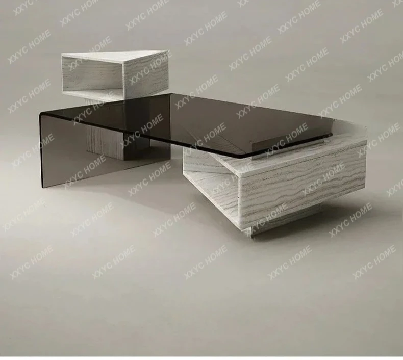 

Y Marble coffee table Italian style, small apartment living room glass creative rectangular telescopic