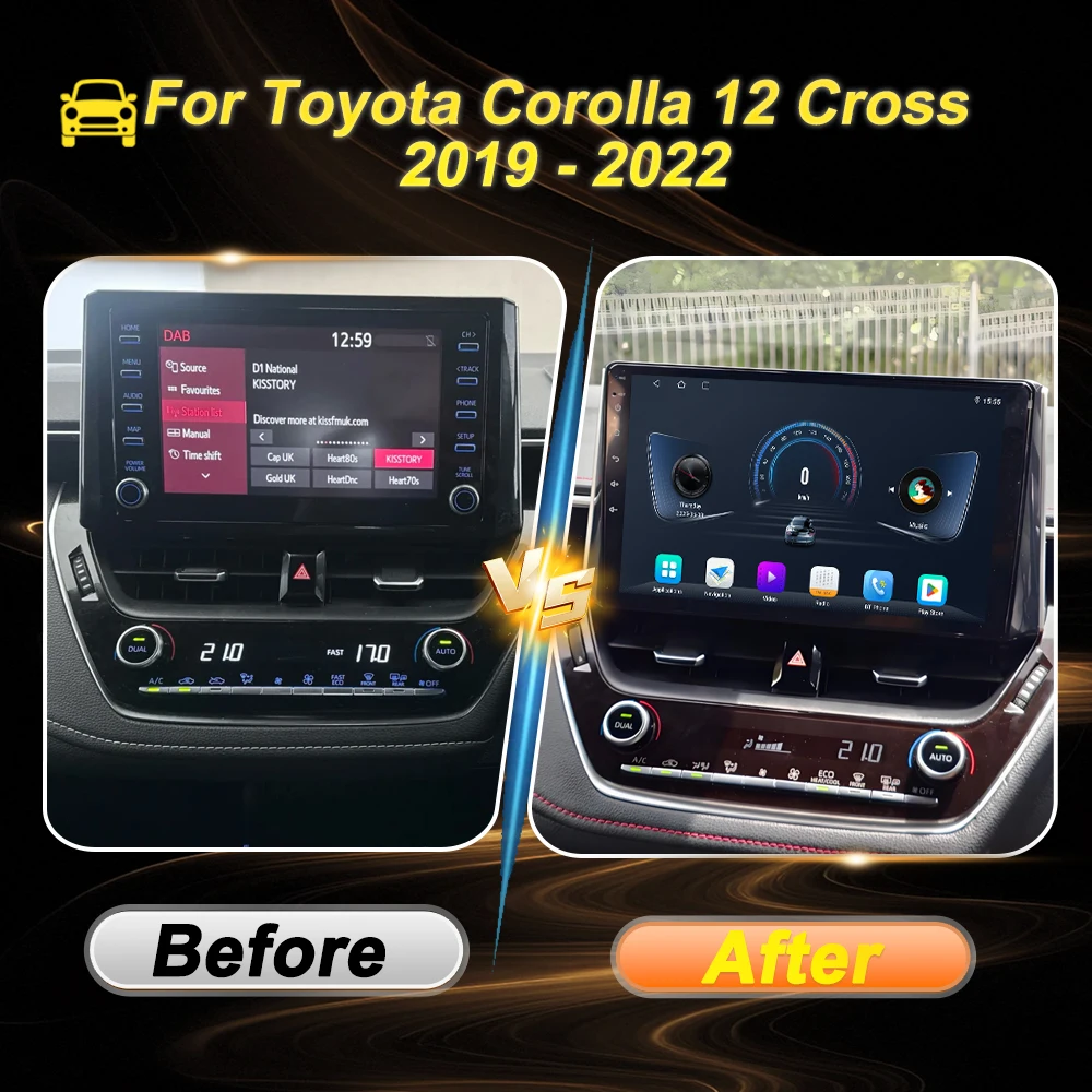 2 الدين ستيريو لتويوتا كورولا 12 كروس 2019 - 2022 Carplay السيارات شاشة راديو السيارة أندرويد 15 شاشة تعمل باللمس GPS BT 8 Core 4G واي فاي #2