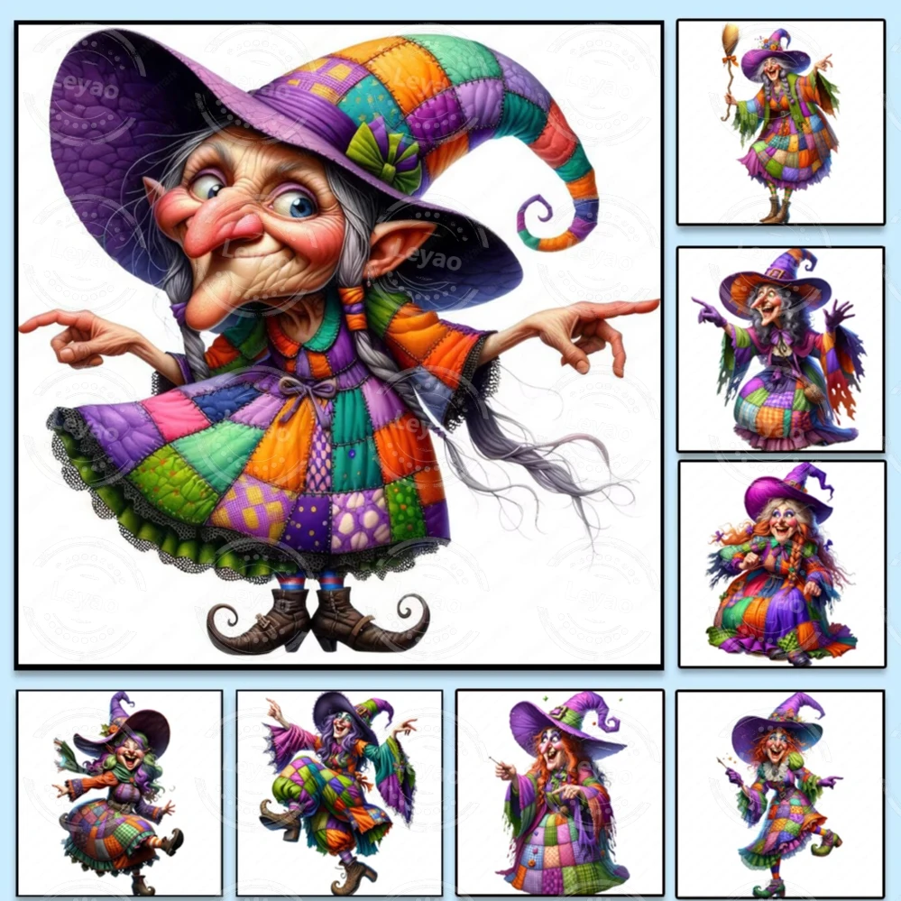 Funny Witch Diamond Painting Humorous Witch New 2024 Beads Embroidery Mosaic 5D Full Diamond Cross Stitch Kits Halloween Decor