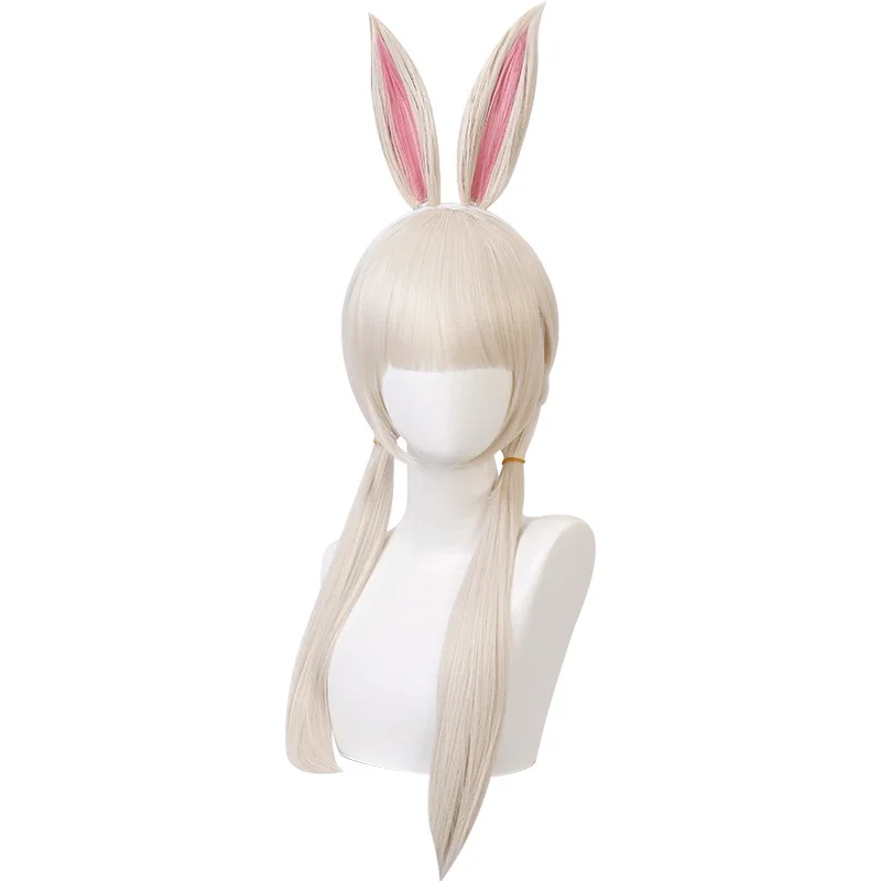 Peluca de Anime BEASTARS Haru con orejas, disfraz de Cosplay, pelo sintético resistente al calor, pelucas de fiesta para mujer + gorro de peluca