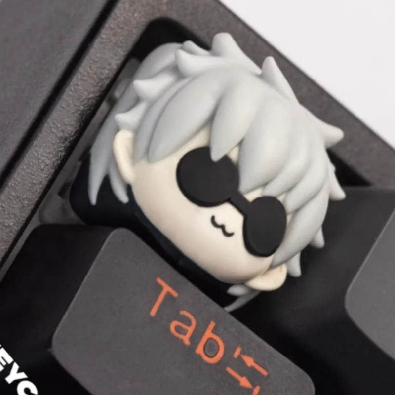 Cute Gojo Satoru Keycap Anime Game Mechanical Keyboard Cherry R4 Profile 3D Resin 1pcs Collectibles Gifts Cross Axis Keycaps