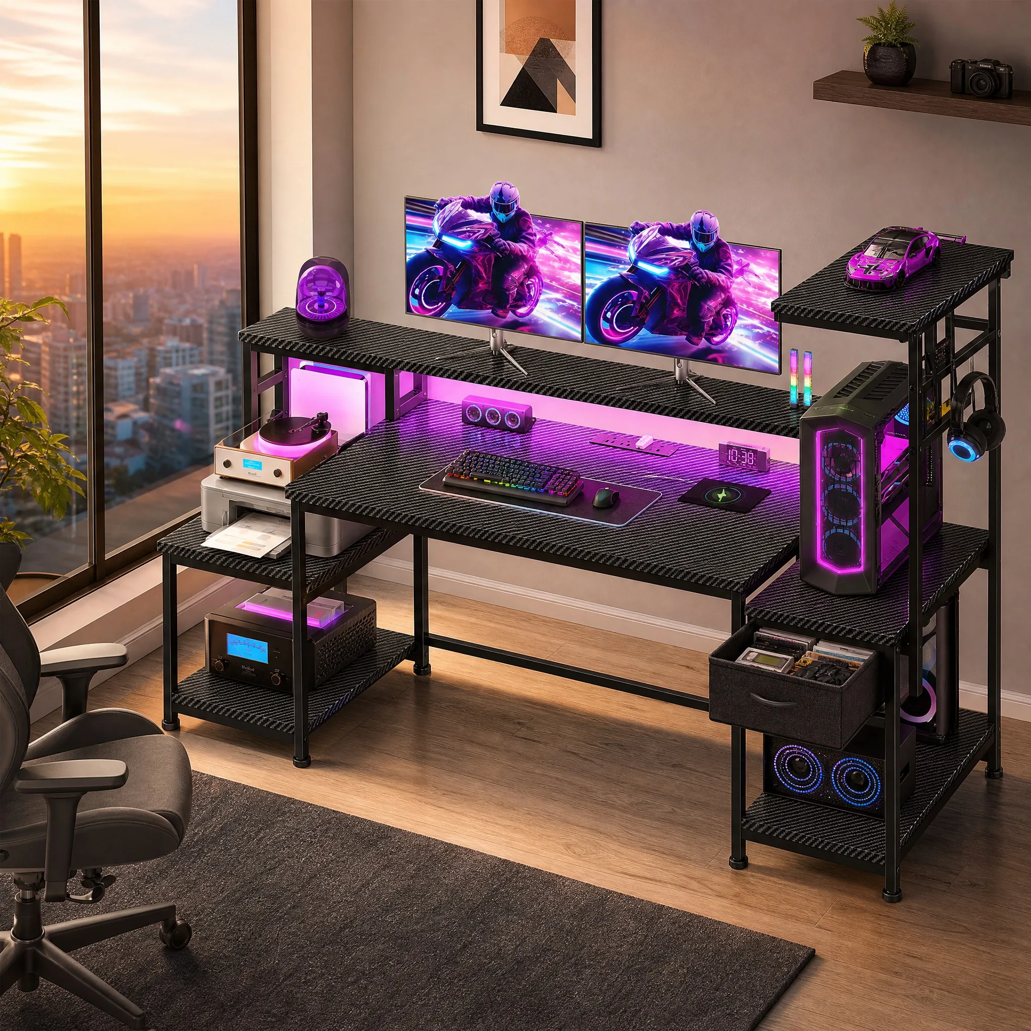 Commercial Printer - Computer Desk With Drawer, Office Desk