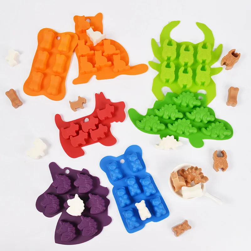 Animal Bear Cat Shape Silicone Baking Mold Rabbit Dog Bone Unicorn Cake Chocolate Candy Jelly Ice Mould Soap Candle Making Set