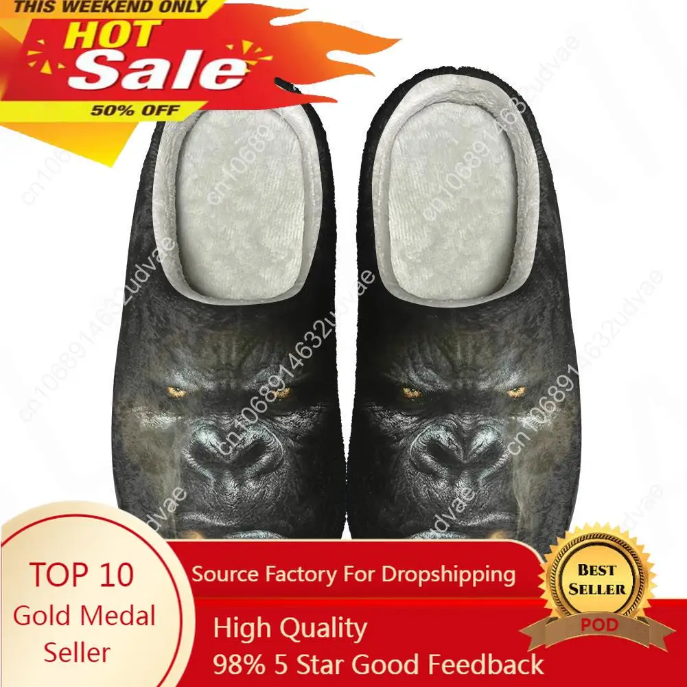 

Funny Monkey Gorilla Home Cotton Custom Slippers High Quality Mens Womens Plush Fashion Casual Keep Warm Shoes Thermal Slipper