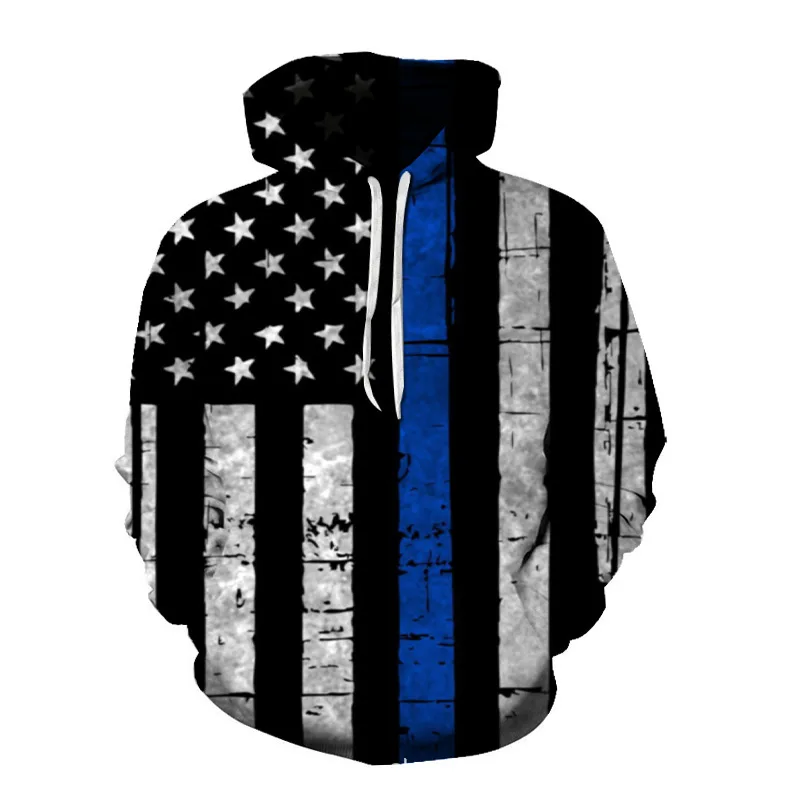 Men's Hoodie 3D American flag Print Sweatshirts Harajuku Hooded Shirt Pullover Casual Y2k Clothes Streetwear Top Men's Clothing