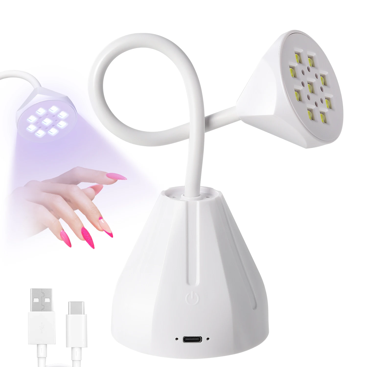 

360° Bendable Table Lamp Gel Nail Lamp LED Nail Dryer Rechargeable Sensing Touch Control Fast Drying Nail Light