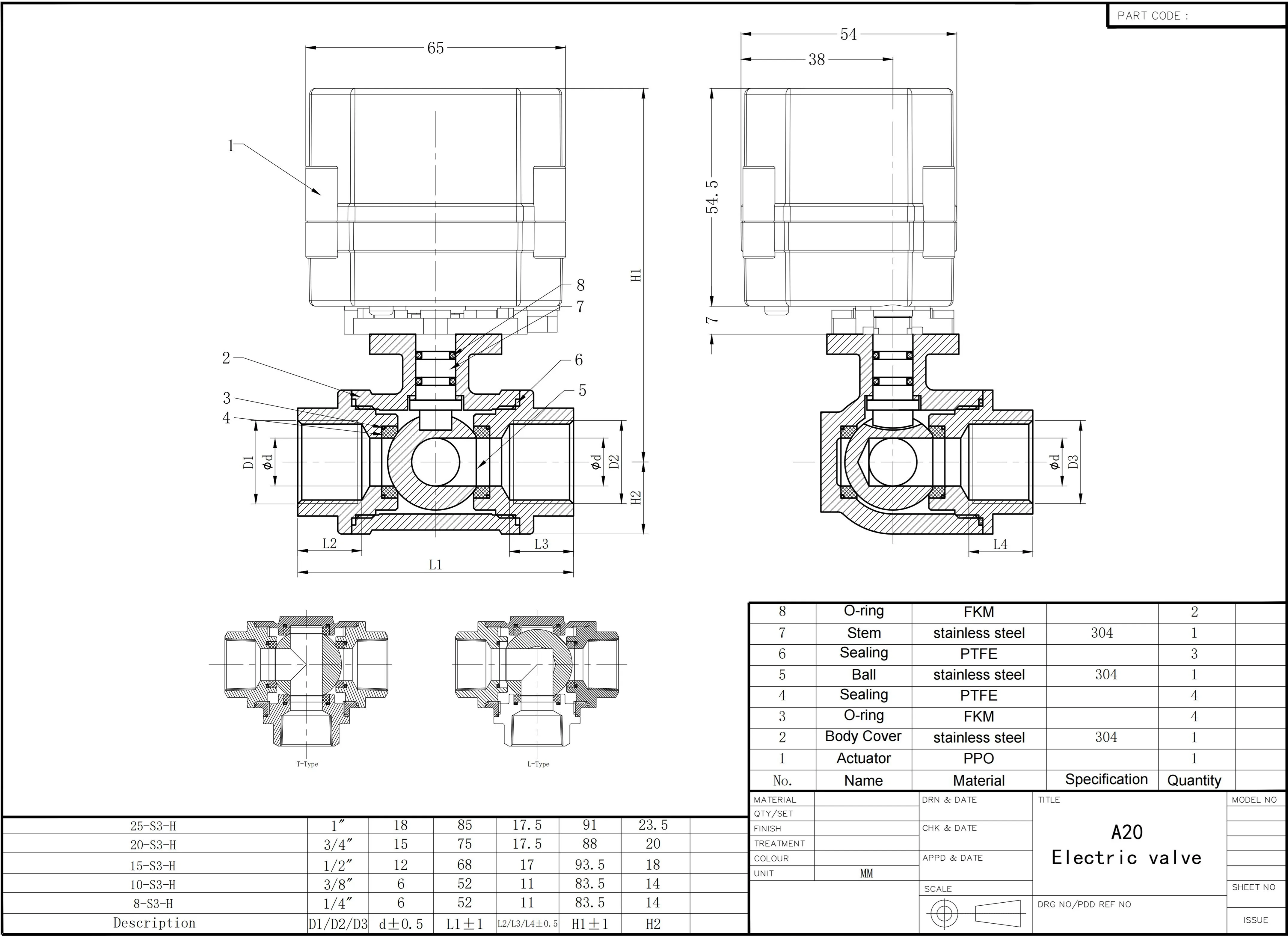 Elettrovalvola 1'' DN25 SS304 3-Way Proportional Control Valve Electric Modulating Ball Valve 4-20mA 0-10V 0-5V Signal Pneumatica — dettaglio 4