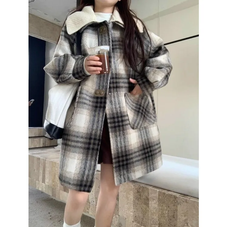 

Thiened Cotton Quilted Diamond Pattern Warm Coat Long Sve Commute Sle Single Button Closure Winter Faion Outerwear