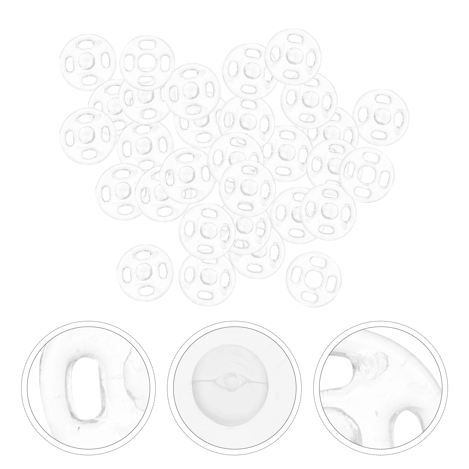 

2 Bags Transparent Plastic Buckle Snap Buttons for Clothes Shirt Fasteners Suit