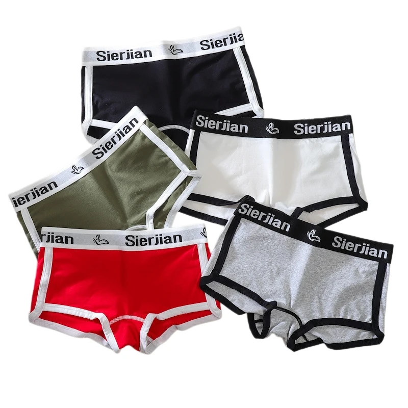 Breathable Cotton Letter Printed Waistband Girls Boxer Briefs - Sexy Low-Waist Knickers Seamless Women\'s Lingerie