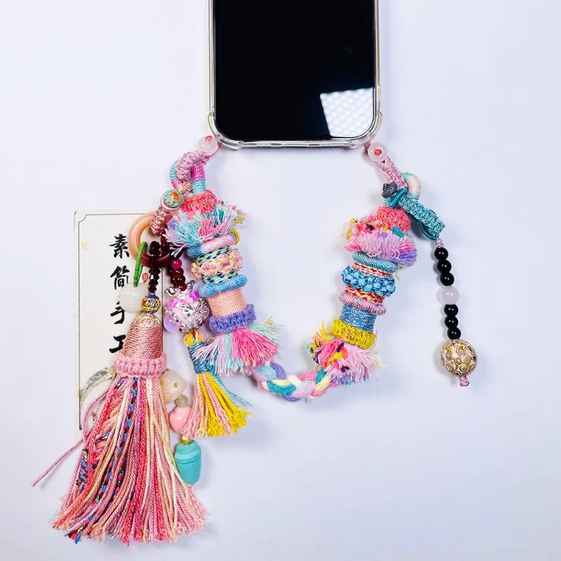 Pure hand-woven rope Tibetan mobile phone chain pendant Mobile phone side lanyard Mobile phone chain pendant