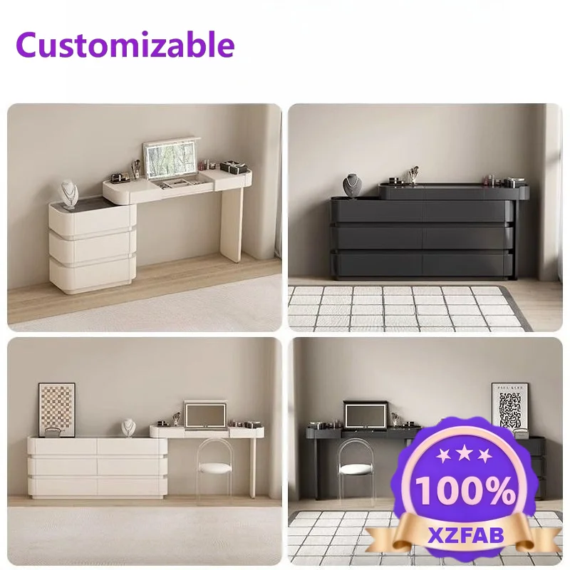 Factory Direct 2026 Bedroom Ultra-thin Dresser Bucket Cabinet Integrated 30cm Extremely Narrow Flap Retractable White Cream Wind