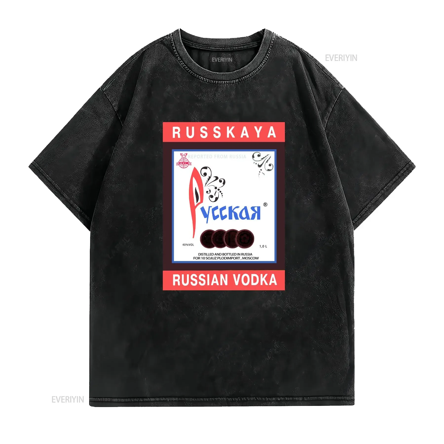 Vintage 90s Russkaya Russian Vodka T Shirt front back graphics liquor black russia Men's XL vintage Washed Versatile Stylish