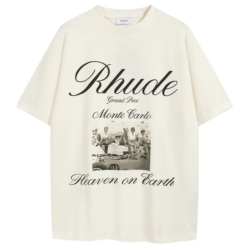 Niche High Street Retro Vintage Cotton100% Poster Short Sleeve Men Loose T-Shirt Breathable Sweat Absorbent Durable Unisex Style