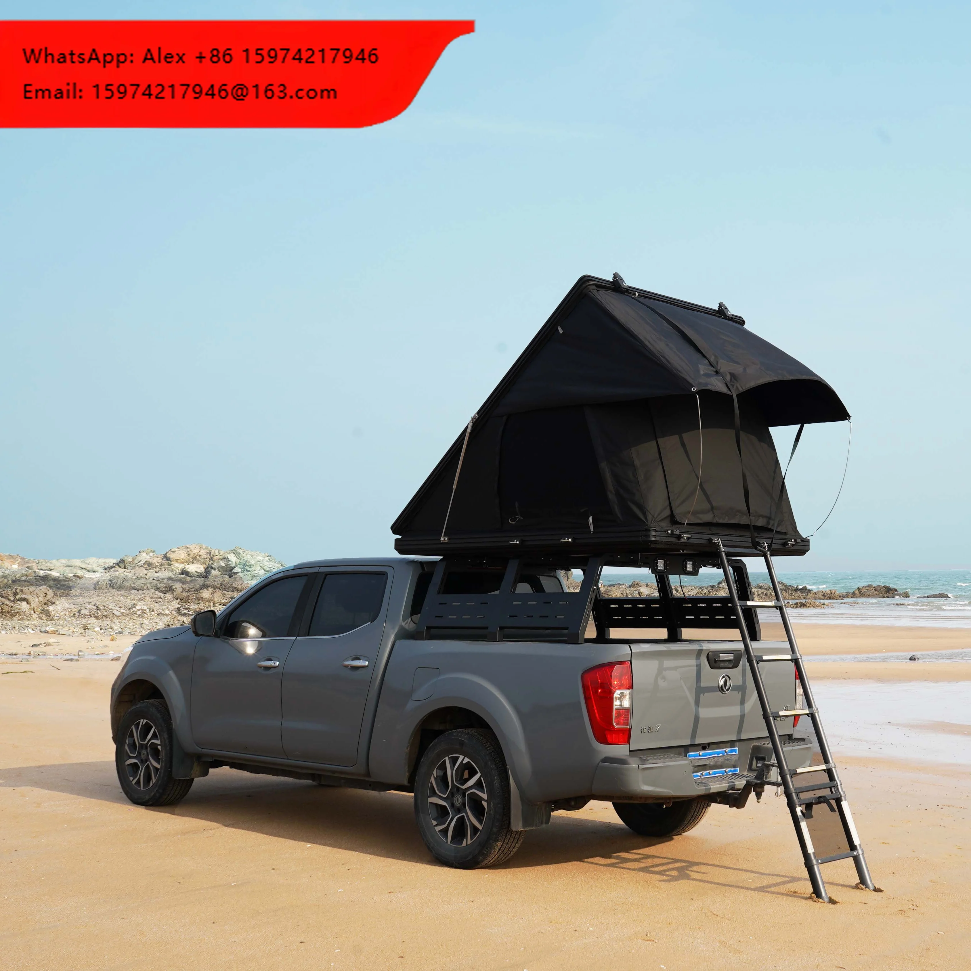 2026 Hot Sale Aluminum Hard Shell Rooftop Tent Waterproof Triangle Wedge Car Roof Top Tent For 4x4 Off-road Camping 2-3 Person