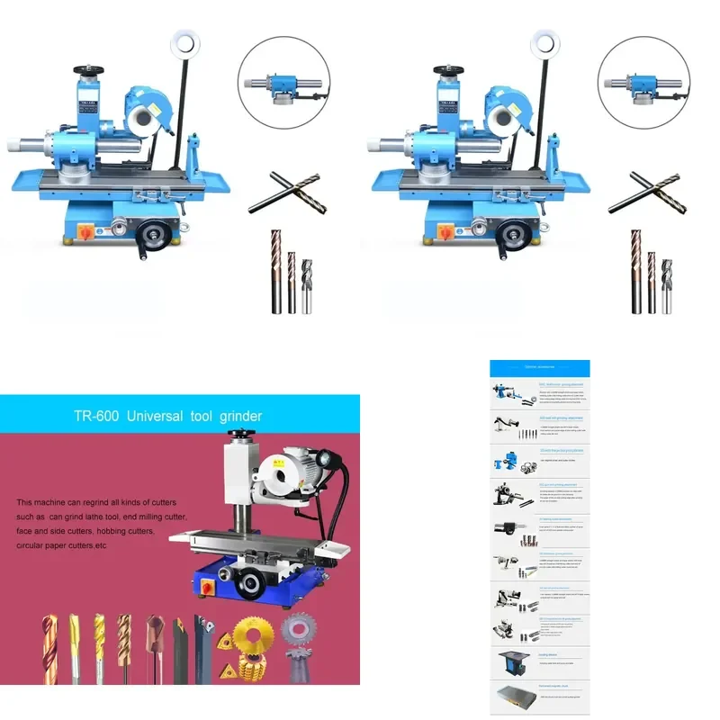 Universal Tool Grinder with Air Bearing Screw Attachment for Grinding CNC Spiral End Mills