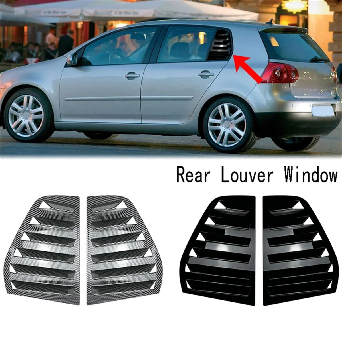 For Volkswagen Golf 5 MK5 Car Rear Louver Window Side Shutter Cover Trim Sticker Vent Scoo Piano Black