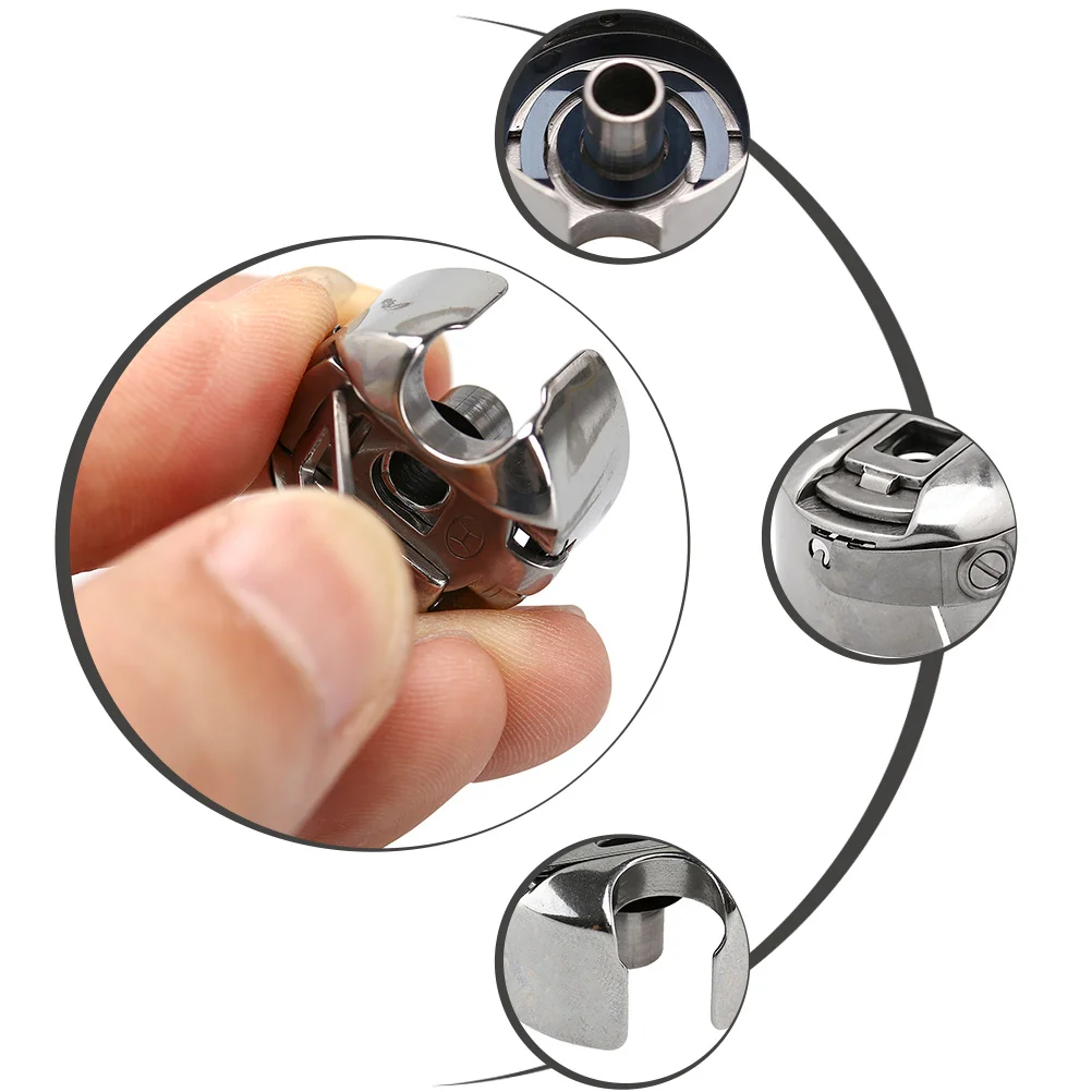 4 個の金属ボビンケース耐久性のある交換用ミシン部品家庭用アクセサリーミシンボビンケース