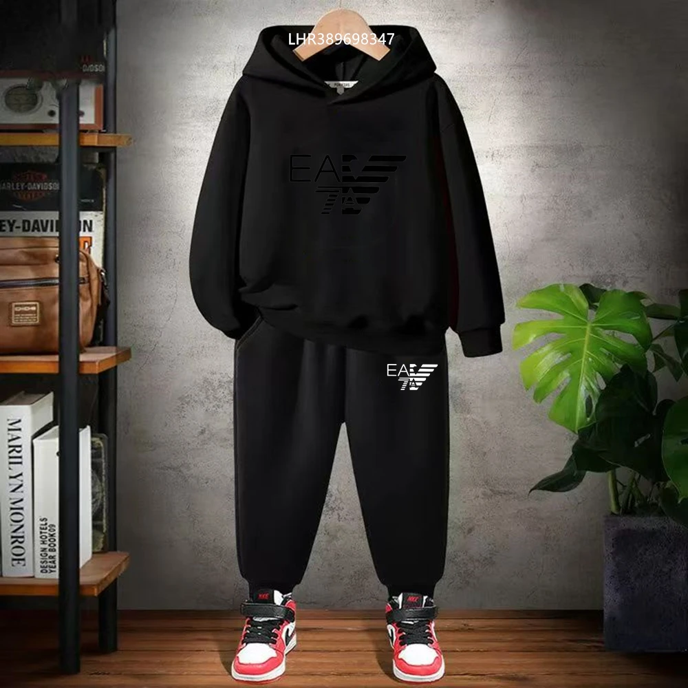 Kids Autumn Winter Hoodie Boy Girl 3-12Yrs Letter Print Clothing Casual Top+Trousers 2P Child Gift Brand Sports Coat Set