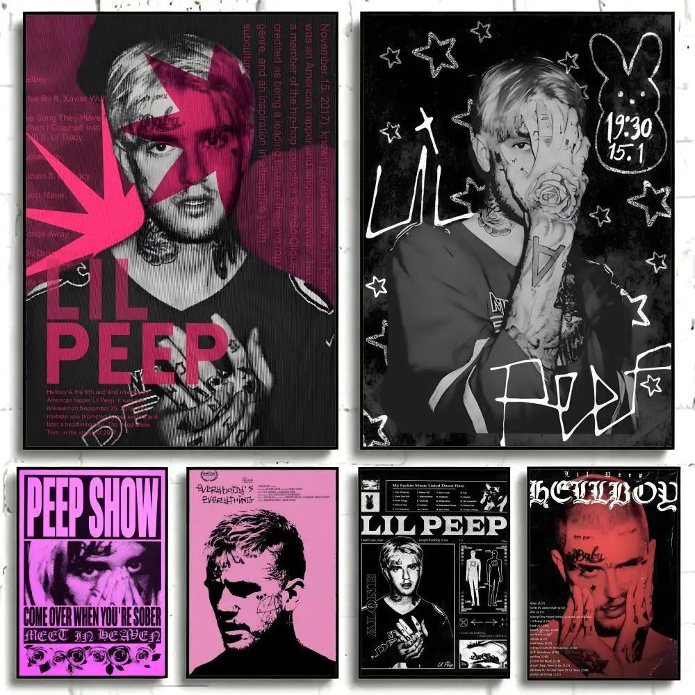 Singer Lil Peep Poster Self-adhesive Art Waterproof Paper Sticker Coffee House Bar Room Wall Decor