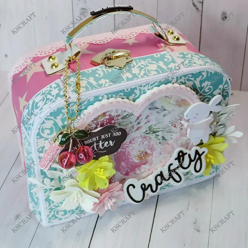 KSCRAFT 3D Suitcase Box Cutting Dies Stencils for DIY Scrapbooking Decorative Embossing DIY Paper Cards