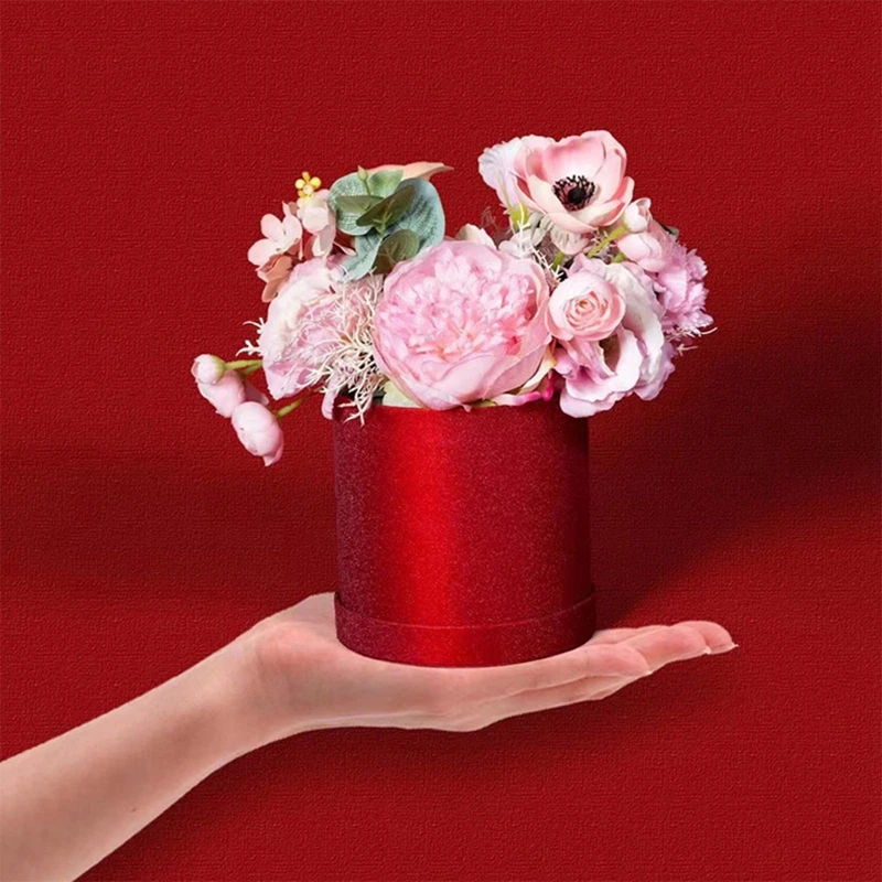 Round Flower Paper Boxes Hold The Bucket Gift Packaging Box Candy Mother's Day Party Wedding Gift Storage Box Round Floral Boxes
