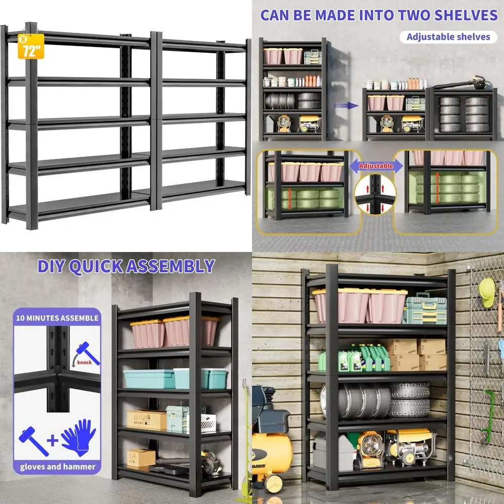 

Heavy Duty 5 Tier Adjustable Metal Steel Utility Shelves Garage Storage Rack Easy Assembly Heavy Duty Shelving Unit