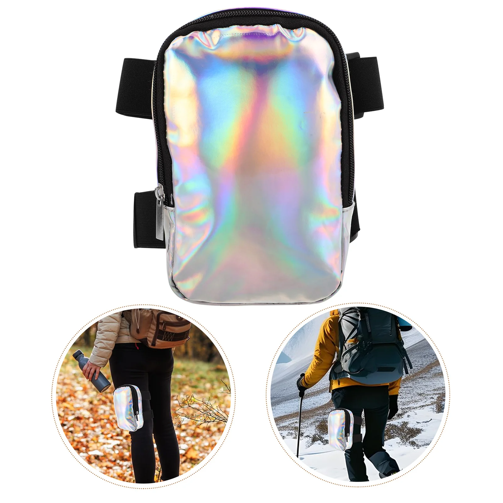

Outdoor Hiking Waist Bag Holographic Thigh Leg on Foot Pouch Pvc Purse Women Iridescent
