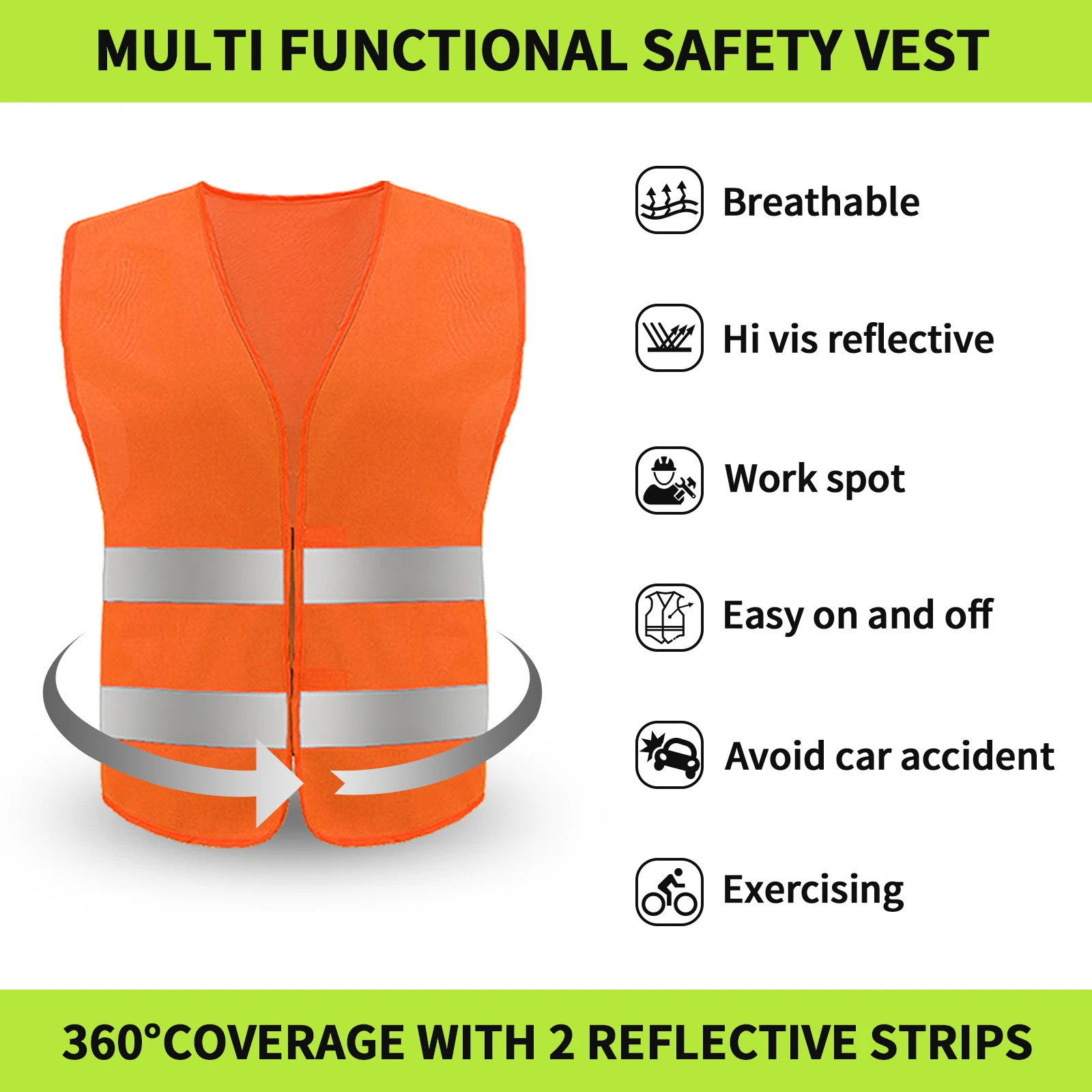 Reflective Safety Vest Sleeveless Tops Traffic Running Safety Reflector Gas Stations Cleaning Vest