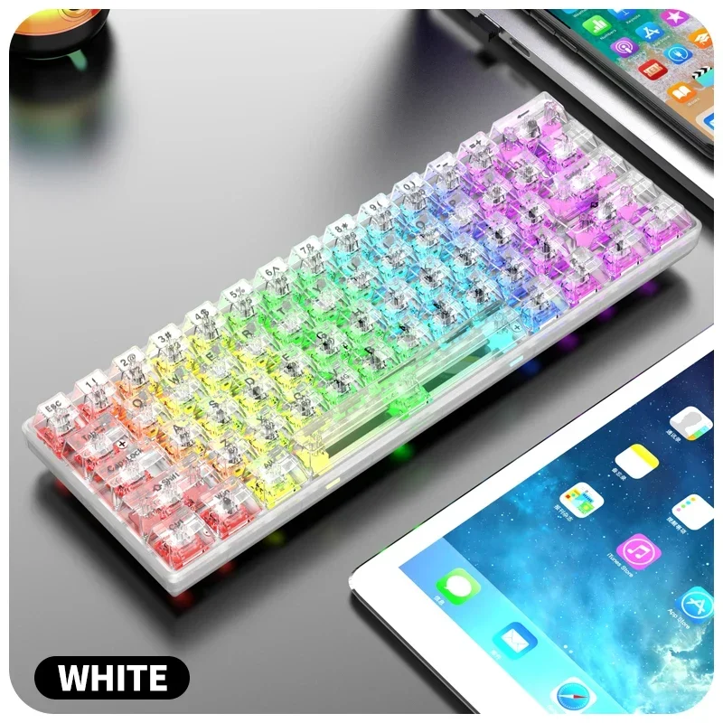 

K30Pro Mechanical Keyboard Switches White Transparent Body RGB Custom Bluetooth Keyboard Gaming Wireless Keyboard for PC Gamer