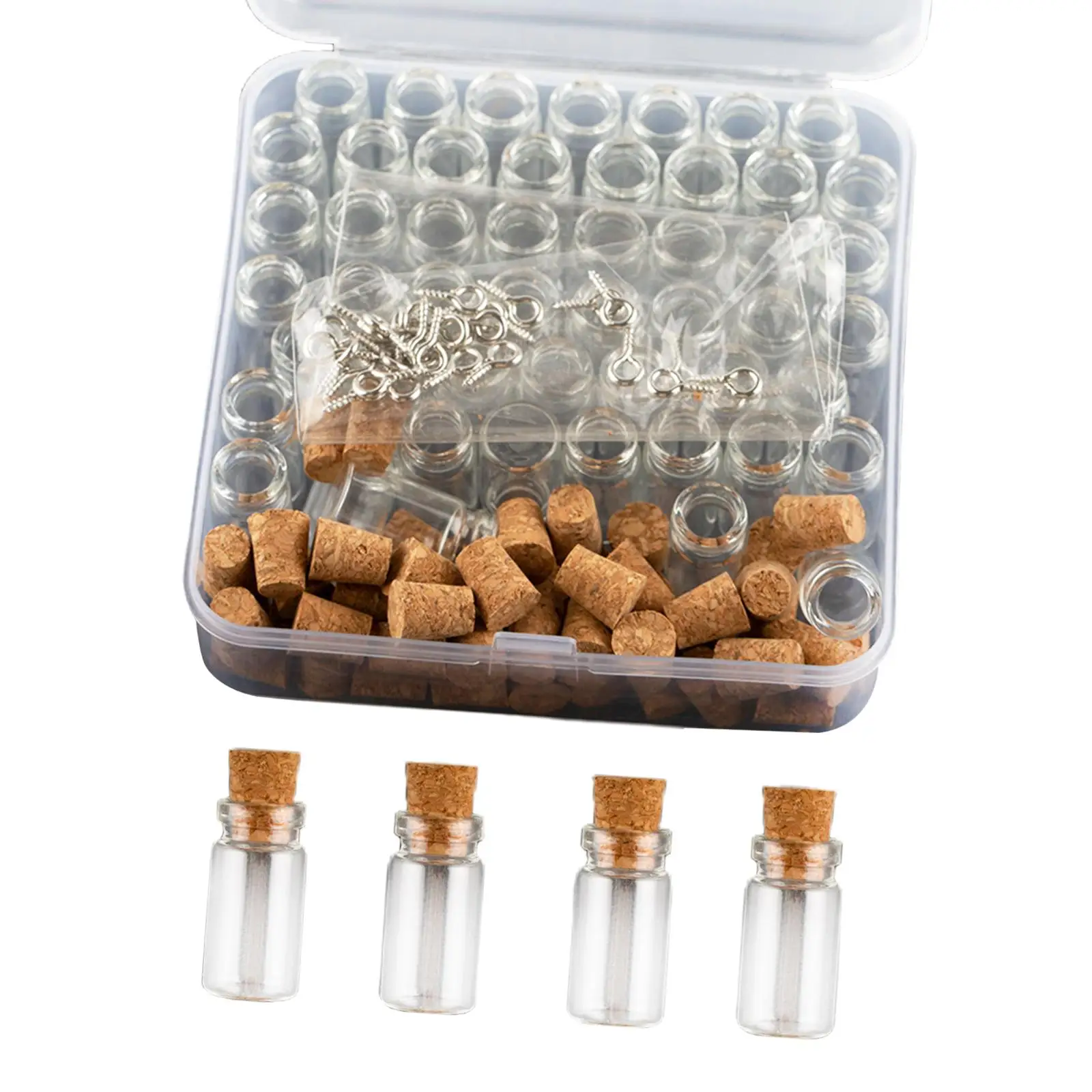 50x Mini Glass Bottles Jars with Cork DIY Art Crafts Necklace Pendants Party Supplies Message Bottle Small Wishing Bottle