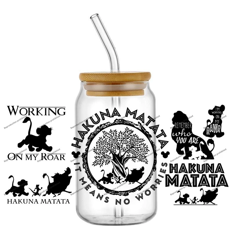 Nuevas 40 pegatinas de transferencia UV DTF 3D con diseño de Simba, el Rey León, para vasos de 16 oz, tazas, coches, manualidades y decoración DIY.