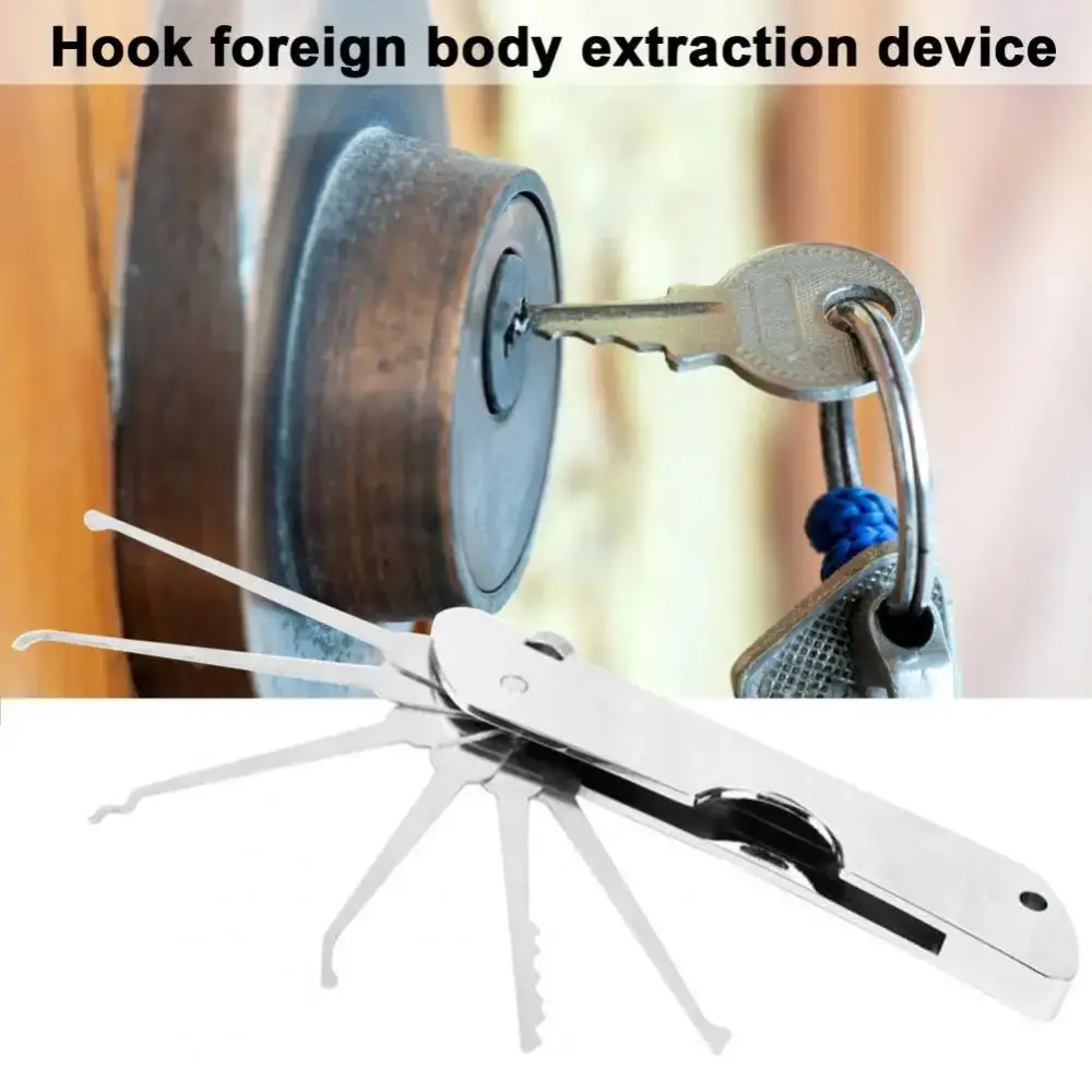 Compact Lock Picking Set Rust-resistant Versatile Door Open Keys Convenient Key Replacement Automotive Pick Hook Hand Tool