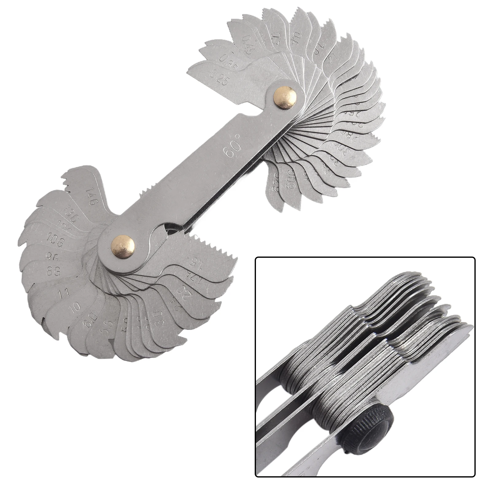 For American 60° Thread Gauge 58PCS Carbon Steel Electroplating Etched Scale Labor-saving Metalworking Practical