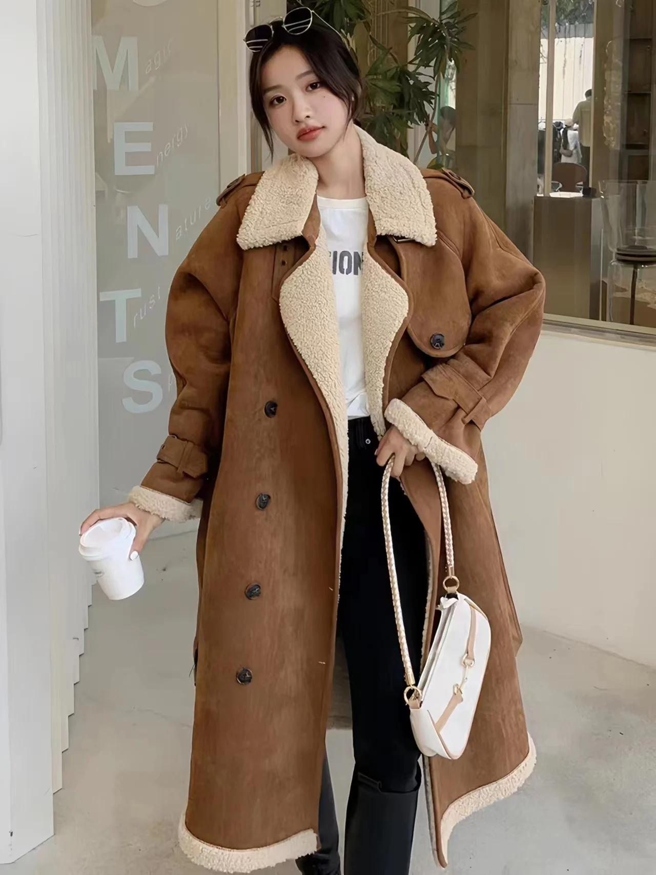 Women\'s Winter Suede Long Coats, Faux Lamb Fur Jacket, Female Loose Thicken Warm Clothes, High Quality, Promotion, New, 2022