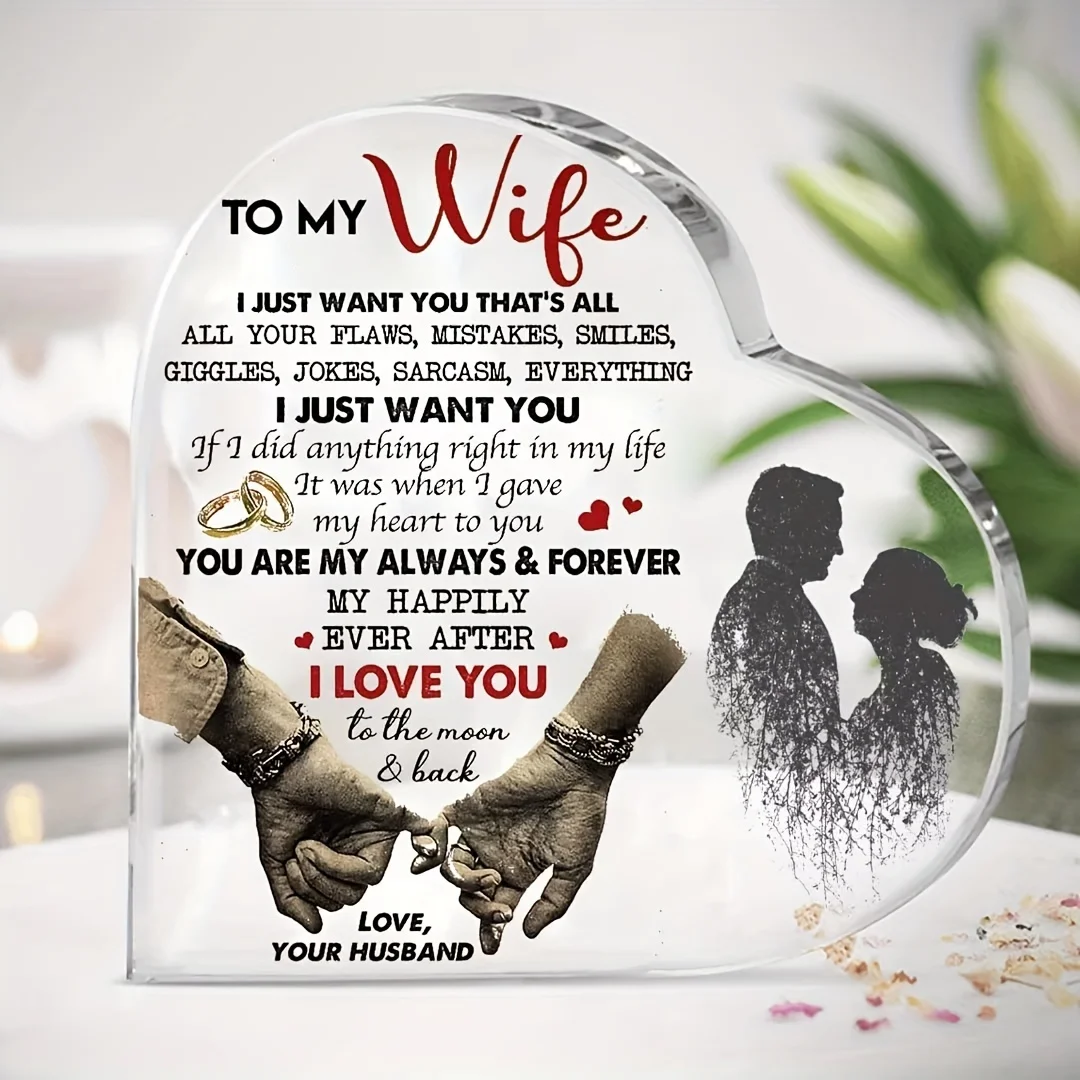 2D， Romantic heart-shaped acrylic tabletop decoration - couple shadow, suitable for living rooms, bedrooms, offices, gifts