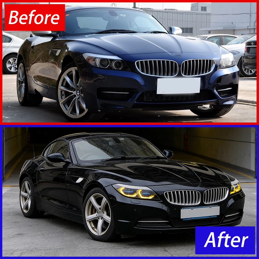 For BMW Z4 E89 2009-2016 Auto Headlight Start Animation Dual Color LED Laser Projector Lens Car Tools Accessories Plug and Play