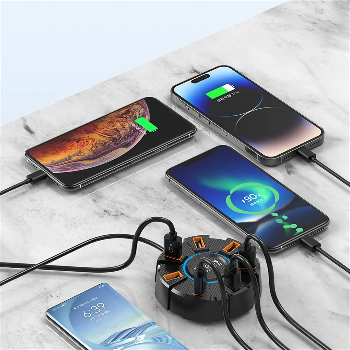 N18R USB 2.0 Hub متعدد الفاصل محول 5Gbps عالية السرعة USB الفاصل محول الطاقة المتوسع المتعدد للكمبيوتر المحمول، 7 منافذ